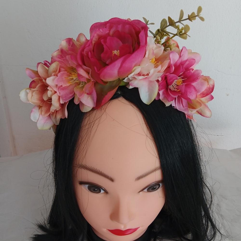 Floral Pink and Green Headband